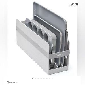 Caraway Home Storage bin Organizer Hokder for bakeware sheet pans Gray